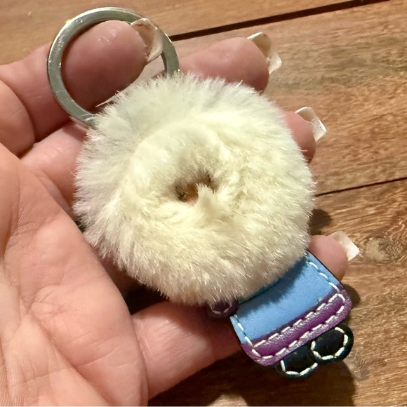 Coach Leather and Mink Fur Eskimo Keychain Fob Bag Charm - Picture 3 of 5